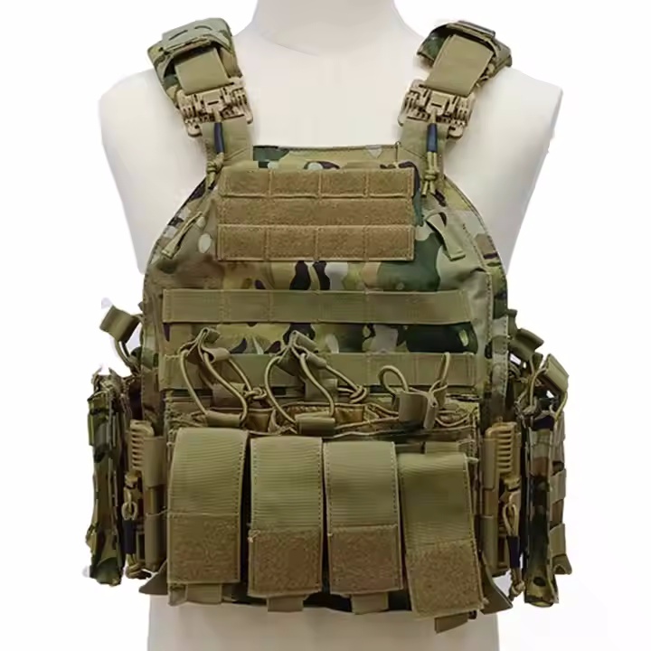 Outdoor Camouflage Woodland Camo CP Color Quick Release Molle Tactical Vest Plate Carrier with Magazine Pouches
