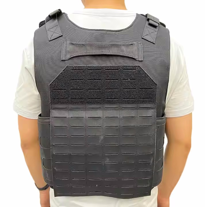 Black Laser Cut Molle Security Guards Plate Carrier Tactical Vest With Quick Release Buckle - Image 2