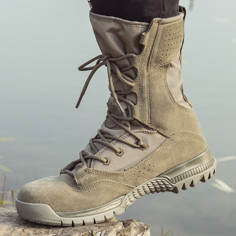 Custom Outdoor Breathable High-top Black Boots Hiking Training Desert Khaki Tactical Boots - Image 4