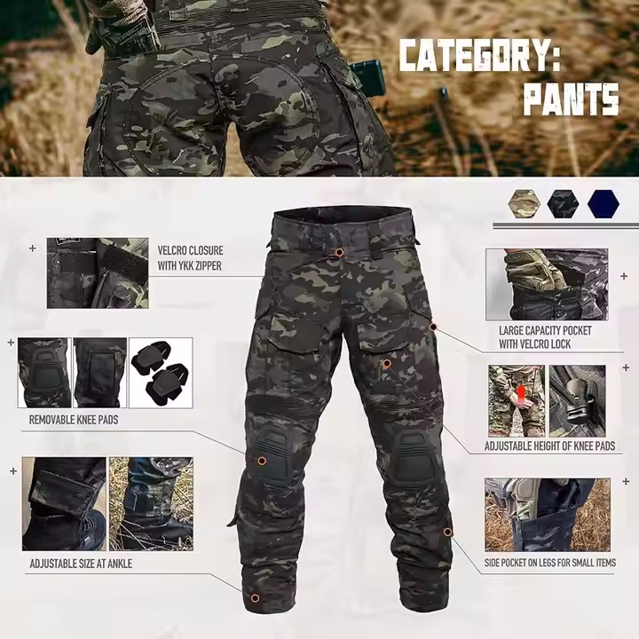 upgrade training camouflage clothing hunting uniform men's uniform color ball equipment suit with pads - Image 4