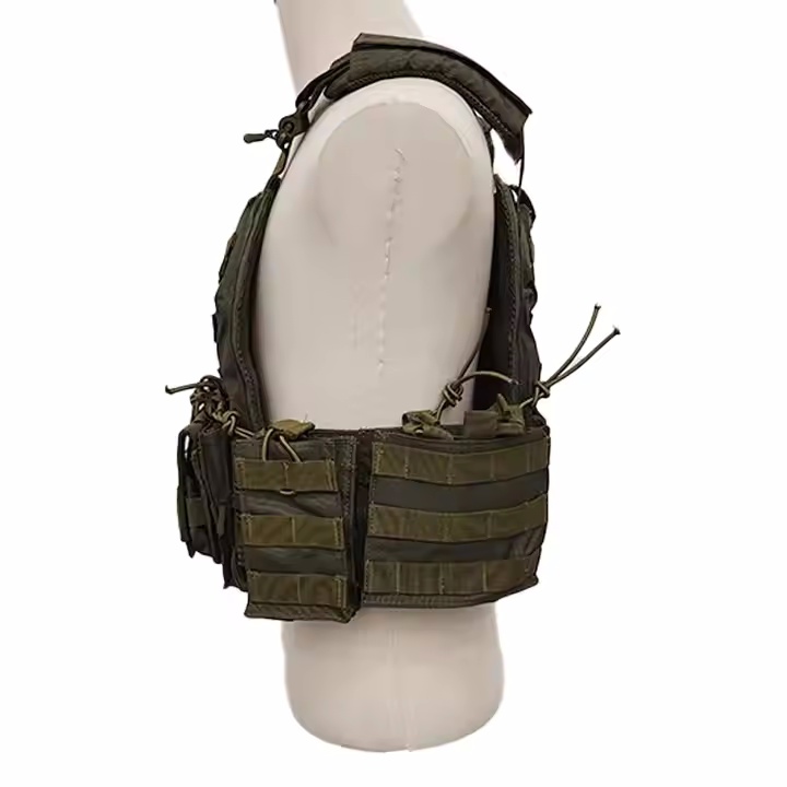 Camouflage Woodland Camo Tactical Vest Quick Release Molle Plate Carrier with Pouches - Image 4