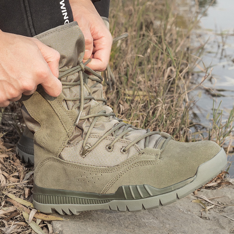 Custom Outdoor Breathable High-top Black Boots Hiking Training Desert Khaki Tactical Boots - Image 5