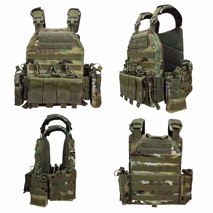 Outdoor Camouflage Woodland Camo CP Color Quick Release Molle Tactical Vest Plate Carrier with Magazine Pouches - Image 5