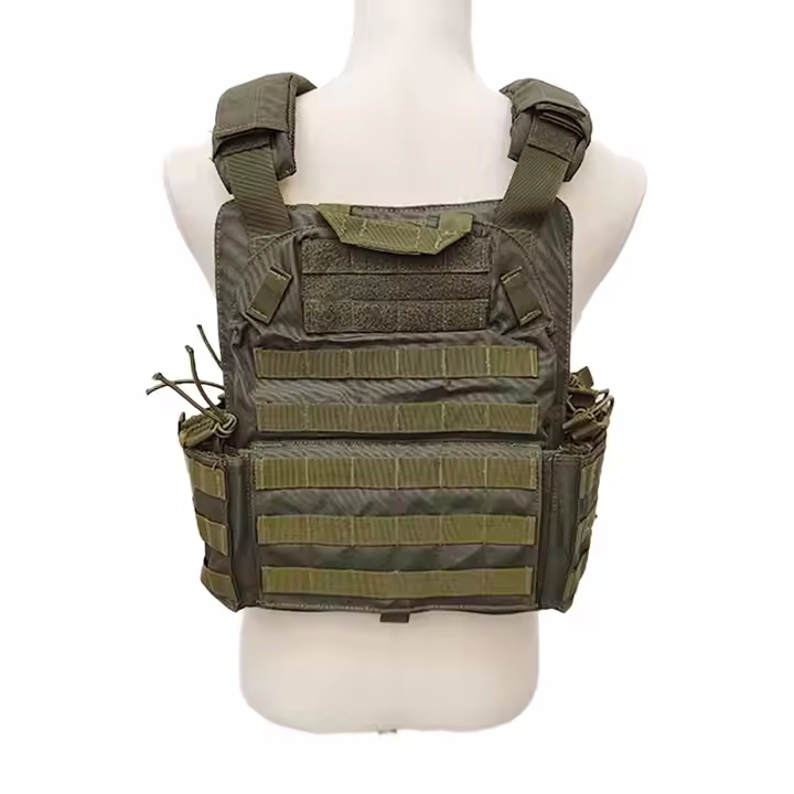 Camouflage Woodland Camo Tactical Vest Quick Release Molle Plate Carrier with Pouches - Image 5