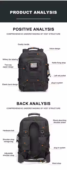 Custom Oxford Fitness Trekking Rucksack Pack 45L Hunting Hiking Haversack Outdoor Travel BagsTactical Gear Camping Backpacks - Image 4