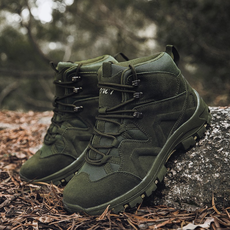 Leather Combat Tactical Boots Waterproof High Top Brown Black Green Genuine Leather Tactical Boots for Men - Image 3