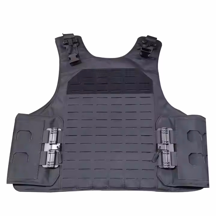 Black Laser Cut Molle Security Guards Plate Carrier Tactical Vest With Quick Release Buckle - Image 5